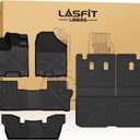 LASFIT Floor Mats & Cargo Mat for Honda Pilot 2016-2022 (7 Passengers), Split & One-Piece Foldable Seating TPE Floor Liners Accessories, 1st & 2nd & 3rd Row & Cargo Liner with Backrest Mat, Black
