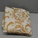 jinchan Curtains for Bedroom, Light Filtering 84 Inch Length 2 Panels Set, Farmhouse Style Linen Blend Drapes Living Room, Vintage Damask Curtains, Grommet Top Mustard Yellow on Flax, W52" X L84"