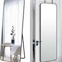 SCWF-GZ 57x20 Door Hanging Full Length Mirror, Floor Stand (Height 5.7ft just Body in1.3ft) Wall Mounted Metal Frame Rectangle Dressing Mirrors for Bedroom Living Room 57 inch Black