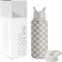 Simple Modern Water Bottle with Straw and Chug Lid Vacuum Insulated Stainless Steel Metal Thermos Bottles | Reusable Leak Proof BPA-Free Flask for Sports Gym | Summit Collection | 32oz, Checkmate | with Straw, and Chug Lid, Vacuum Insulated, Metal, Thermos Bottles, Reusable