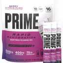 PRIME Rapid Rehydration Electrolyte Powder Sticks, Berry Citrus Rush, Sugar Free Hydration Drink Mix with Sodium, Potassium, Magnesium & B Vitamins to Replenish Fluids, Caffeine Free, 16 Count, BBD 07/27