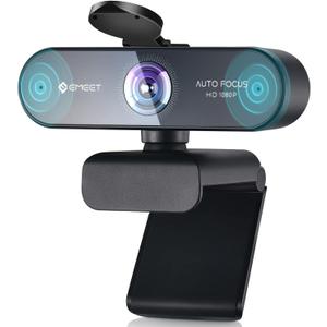 1080P Webcam with Microphone, eMeet Nova AutoFocus HD Webcam, 96View Web Camera w/ 2 De-Noise Mics for Laptop/Desktop, Plug & Play USB Streaming Computer Camera for Conference/Calling/Teaching/Gaming