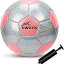 OKWUYiK Soccer Ball Size 3 4 5 Glitter Pink Purple Black Silver with Pump Toddler Soccer Ball for Kids Aged 3-6 6-8 8-12 Outdoor Training Ball for Girls Boys Children Youth Teens