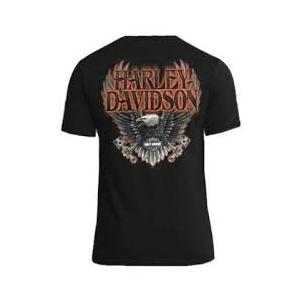 Harley-Davidson Men's Eagle Piston Short Sleeve Crew-Neck Cotton T-Shirt - Black Medium