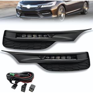 LED Fog Lights for 2016 2017 Honda Accord 4 Door Sedan Bumper Lamp OEM Style Assembly with Switch and Wiring Harness
