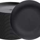 EI enjonirinjonir 80pcs Black Plastic Plates Disposable for Dinner,10.25inch Party Plates Disposable Heavy Duty,Elegant Matte Plastic Plate Frosted is Ideal for Wedding/Birthday//Tables Decoration
