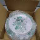 FYSUIMU 40Pcs Green Floral Plastic Plates Vintage Flower Reusable Plate Chinoiserie Dinner Dessert Plates for Birthday Baby Shower Party Supplies Table Decor