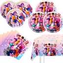 Demon Hunters Birthday Decorations, 20 Plates, 20 Napkins and 1 Tablecover for Boys Girls Kpop Party Supplies