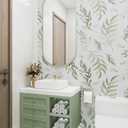 Laatse Green Leaf Wallpaper Peel and Stick 17.5" x 197" Floral Leaf Contact Paper Vintage Self Adhesive Wallpaper Vinyl Waterproof Wall Covering for Bedroom Cabinet Countertop Decor
