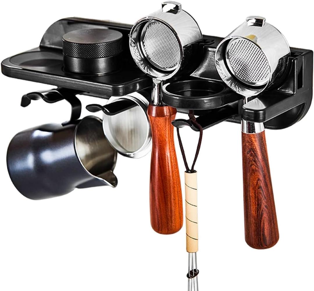 Espresso Tamper Holder Station, Wall Mounted Coffee Station Organizer Coffee Distributor Tamper 58mm Portafilter Storage Wall Shelf Espresso Accessories Rack for Bar Home Office
