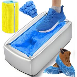 Shoe Cover Dispenser Machine with 100 Disposable Shoe Covers and 1 shoes washing bag, Portable Shoe Cover Dispenser, Non-Slip Waterproof Auto Shoe Cover Machine for Home, Office & Factory Use