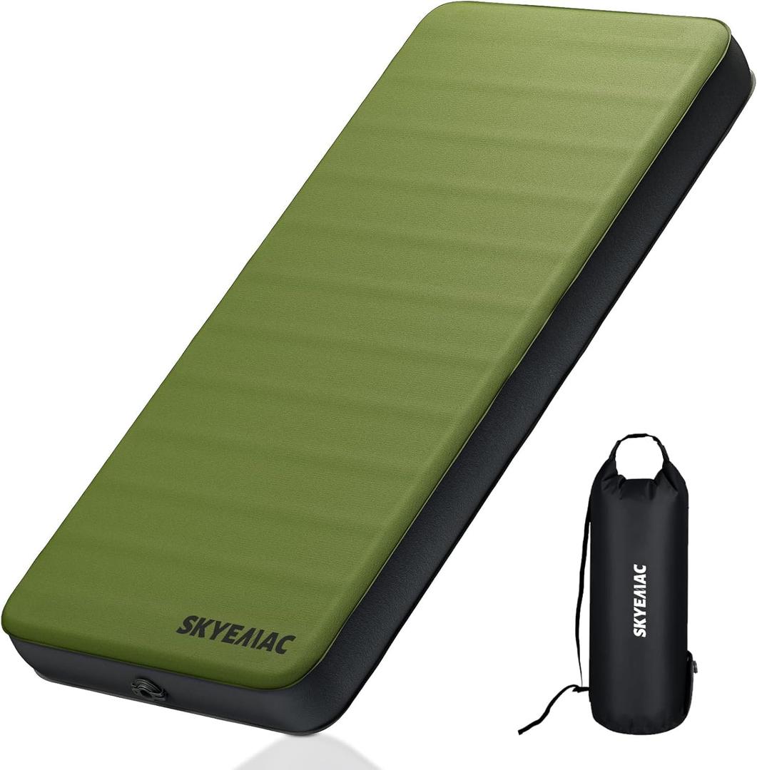 4" Thick Self Inflating Sleeping Pad with 13R Memory Foam, 78" x 29" Camping Mattress with Pump Sack, Portable Roll Up Bed, Inflatable Outdoor Mat for Rooftop Tent Car Truck Van, 4 Season