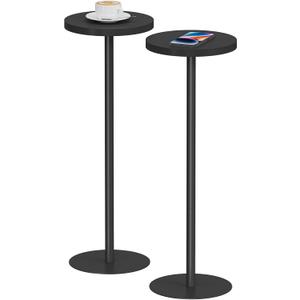 TUTOTAK Tall Round Side Table, Small End Table, Set of 2, Beside Table, Drink Table, Pedestal Side Table, livingroom, Black TB01BK0652