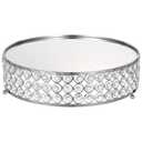 Homaisson Silver Cake Stand - 12 inch Metal Cake Display Stand with Crystal Beads,Large Mirrored Finish Dessert Display Plate, Cupcake Serving Tray, for Wedding, Party,Celebration
