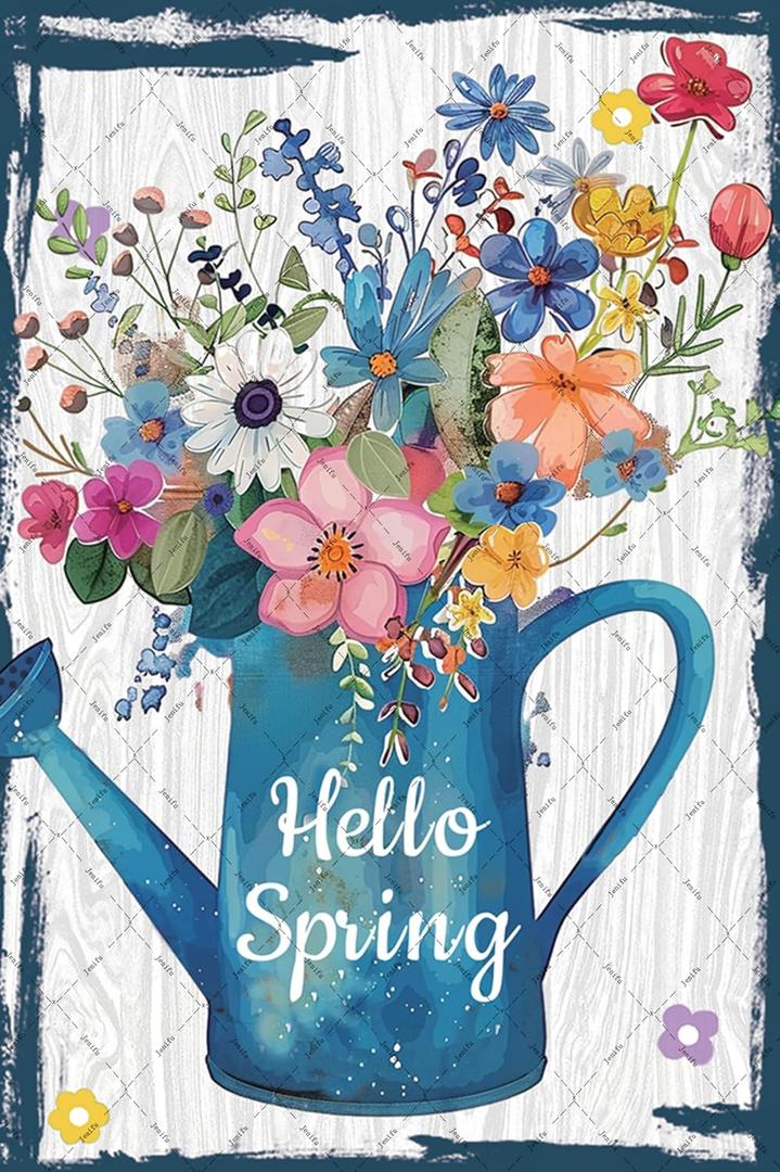 Hello Spring Decor Flower Metal Signs Spring Decorations Easter Spring Wall Decor Spring Garden Sign Colorful Flowers Spring Decor Sign Farmhouse Tin Sign 8x12 Inch