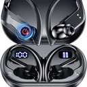 Wireless Earbuds Bluetooth 120 Hrs Headphones, Sports Ear Hook with Charging Case Earphones Noise Canceling Dual LED Display Case One Step Control IPX7 Waterprrof and Sweat and Resistant Black