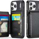 Vinich for iPhone 17 Pro Wallet Case with Card Holder, RFID Blocking Credit Slots Kickstand Shockproof Phone Cover Fit for iPhone 17 Pro 6.3" Carbon Black