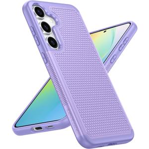 FNTCASE for Samsung Galaxy S24 Case: Dual Layer Heavy Duty Cell Phone Protective Cover Shockproof Rugged with Non-Slip Textured - Military Drop Protection Bumper Tough - 2024, 6.2inch Light Purple
