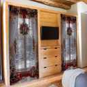 Christmas Doorway Curtain Garlands Wreaths Stars Christmas Ball Room Darkening Blackout Curtain for Kids Boys Girls Teens Room Decor, 1 Panel 34" W X 80" L