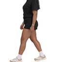 PINSV 2 Piece Sets for Women Short Sleeve Polo Top Shorts Set Summer Casual Jogger Tracksuit Black S