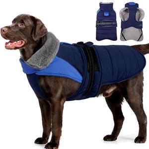 MIGOHI Dog Winter Coat - Reflective Medium Dog Snow Jacket with Thick Turtleneck,Windproof Pet Fleece Vest, Cold Weather Coat for Medium Dogs, Snowproof for Hiking, Camping, Large, DarkBlue