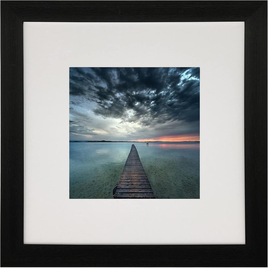 10x10 Gallery Picture frame with 6x6 mat,Freestanding and Wall Mountable Photo Frame, Black