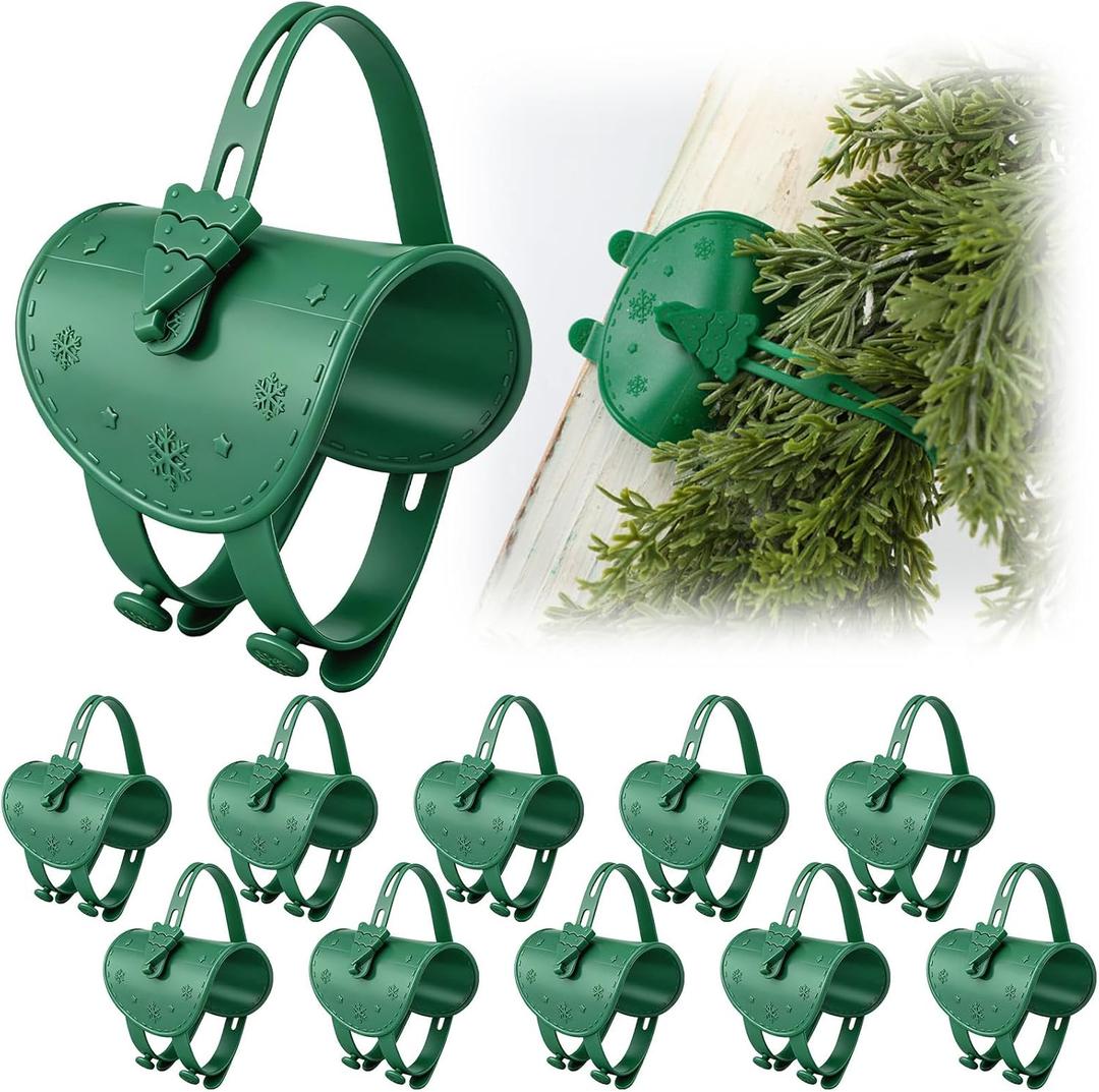 12 Pcs Christmas Railing Protection Garland Ties for Banister Holiday Silicone Garland Ties with Padding Prevents Scratches Wreath Hanging Fasteners for Staircase Seasonal Decor (Green)