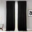StangH Black Velvet Curtains 96 inches Long - Blackout Thermal Insulated Drapes Energy Smart Repel Summer Hot & Winter Cold Privacy Panels for Home Theater, Black, 52 x 96 inches, 2 Pcs