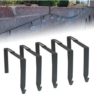 Adjustable Outdoor Light String Hooks for 3.2 - 6 inch Concrete Cinder Block Wall and Fences, 5 Pcs Metal No Drill String Light Hangers, Outside Hanging Rope Lights Cable Cord Holders Organizer