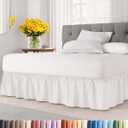 Wrap Around Dust Ruffle Bed Skirt - Antique White - for Full Size Beds w/ 15 Inch Drop - Easy Fit Elastic Strap - Adjustable Pleated Bedskirt w/Brushed Fabric, Wrinkle Free Women, Men, Kids & Teens