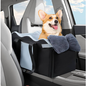 Center Console Dog Car Seat for Small Dogs, Pet Puppy Car Seats with Soft Cushion Safety Belt, Pet Bed for Cars, Washable Cat Carseats, 1 Dog Booster Cars Seats for Dogs Small 5-15 lbs(Black)