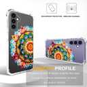 Compatible for Samsung Galaxy S24 Plus & S25 Plus Case for Women Cute Phone Funda Clear Design, S24+ / S25+ Cases Transparent Cool Kawaii Protective, Mandala Floral Decoration Henna Flower