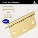 Door Hinges Satin Brass - 12 Pack Gold Door Hinges 3.5 Inch Rounded Interior Door Hinge with 5/8" Radius - 3 1/2 Inches Flat Iron Brass Hinges for Residential Standard Doors
