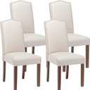 Stylish Upholstered Parsons Dining Chair Kitchen with Silver Nailhead Trim and Sturdy Solid Wood Legs, Count of 2