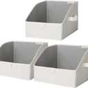 StorageWorks Closet Storage Bins, Trapezoid Organizer Box for Shelves, Fabric Clothes Bin, Foldable Organizing Baskets with Handles, Small, 3-Pack, Mixing of Beige, White & Ivory