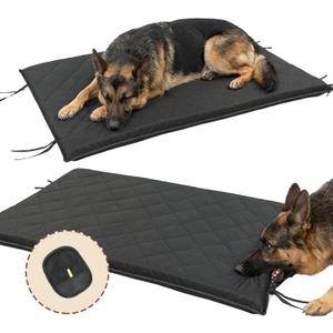 47"x28" Indestructible Dog Bed, Orthopedic High-Density Foam, Chew Resistant Waterproof Crate Mat, Corner Straps for Aggressive Chewers, Machine Washable with De-Shedding Glove, XL