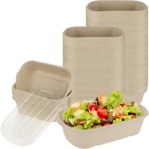 100 Pack 25oz Paper Food Containers with Lids, Meal Prep Containers Disposable Paper Food Containers Throw Away Lunch Salad Bowls for Hot/Cold Food, Salad, Leftovers, Snacks, Desserts