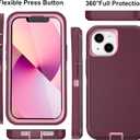 Case for iPhone 13 Case 6.1" with 2 Screen Protector, Full Body Heavy Duty Military Grade Cover, Shockproof/Drop Proof Protection Phone Case (Wine Red Pink)