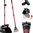 Pooper Scooper Swivel Bin and Rake with 60 Waste Bags, Heavy Duty Dog Poop Scooper for Large Medium Small Dogs, Long Stainless Steel Handle Use on Yard, Grass, Dirt or Gravel