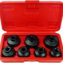 Oil Filter Socket Set Includes 24mm,27mm,29mm,30mm,32mm,36mm,38mm. 7-Piece Oil Filter Wrench Set for Mercedes Benz, VW, BMW, Oil Change Tool (Black)