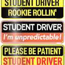 5PCS Student Driver Car Magnets, Funny Reflective Magnetic Bumper Sticker Set, Removable Novice Rookie Safety Attention Sign for Accessories Bumper, 10 x 3.5 Inch (Student Driver)
