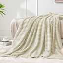 BEDELITE Fleece Blanket Twin Size 3D Ribbed Jacquard Soft and Warm Decorative Fuzzy Blankets Cozy, Fluffy, Plush Lightweight Throw Blankets for Couch, Bed, Sofa(Beige, 60x80 inches)