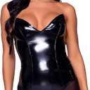Leg Avenue Women's Vinyl Boned Bodysuit DIY Costume Piece (Black) S