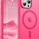 SUPFINE Magnetic for iPhone 15 Pro Case (Compatible with MagSafe) (Military Grade Drop Protection) Translucent Matte Shockproof Phone Cover, Color: Hot Pink