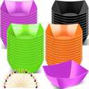 100 Pcs 100 Pcs Christmas Square Plastic Serving Bowl with Food Pick Disposable Snack Salad Buffet Bowl Party Candy Chip Fruit Dishes Bar Containers for Christmas New Year (8 oz,Colorful)