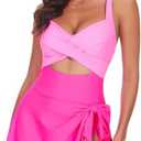 MFAVIP One Piece Swimsuit Women Tummy Control Swim Dress Sexy Criss Cross Tie Back Bathing Suit size M