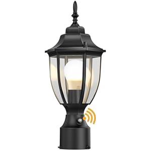 Lamomo Dusk to Dawn Outdoor Post Lights, Waterproof Aluminum Lamp Post Light Fixture, Lamp Posts Outdoor Lighting Pole Lantern for Yard Patio Pathway Garden