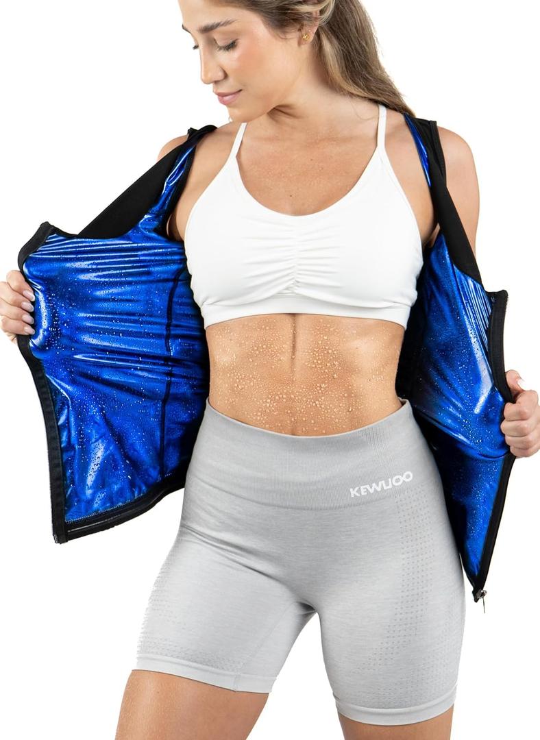 Kewlioo Women's Zipper Heat Trapping Sweat Enhancing Polymer Vest - Comfortable Sauna Suit Shirt Jacket Vest for Gym Yoga (Black)