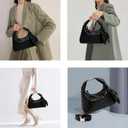 Handbag Crossbody Tote Bag for Women Small Hand Bag weave Vegan Leather Purse Clutch Women's Leather Medium Hobo Bag (Black)