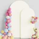 Putros Wedding Arch Cover 7.2FT, 6FT Ivory Spandex Fitted Round Top Chiara Backdrop Stand Covers 2 Set for Wedding Birthday Party Decoration